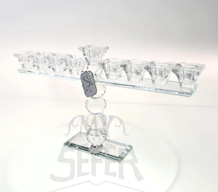 Crystal Menorah-Balls Design 8"H x 14"W