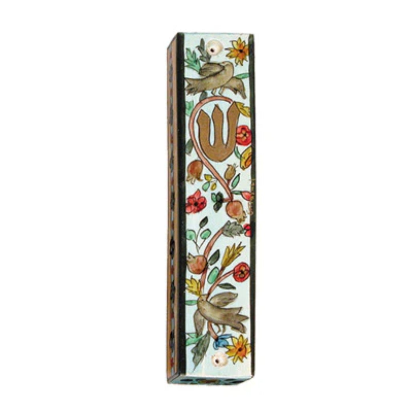 Birds Small Wooden Mezuzah