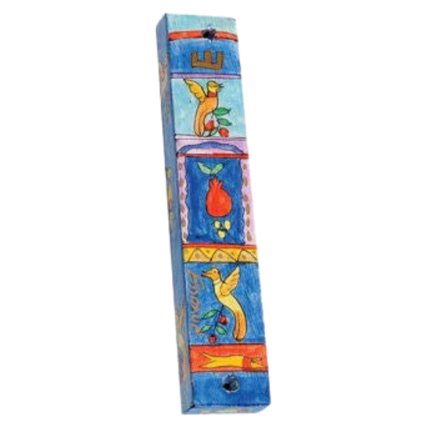 Birds and Pomegranates Large Wooden Mezuzah