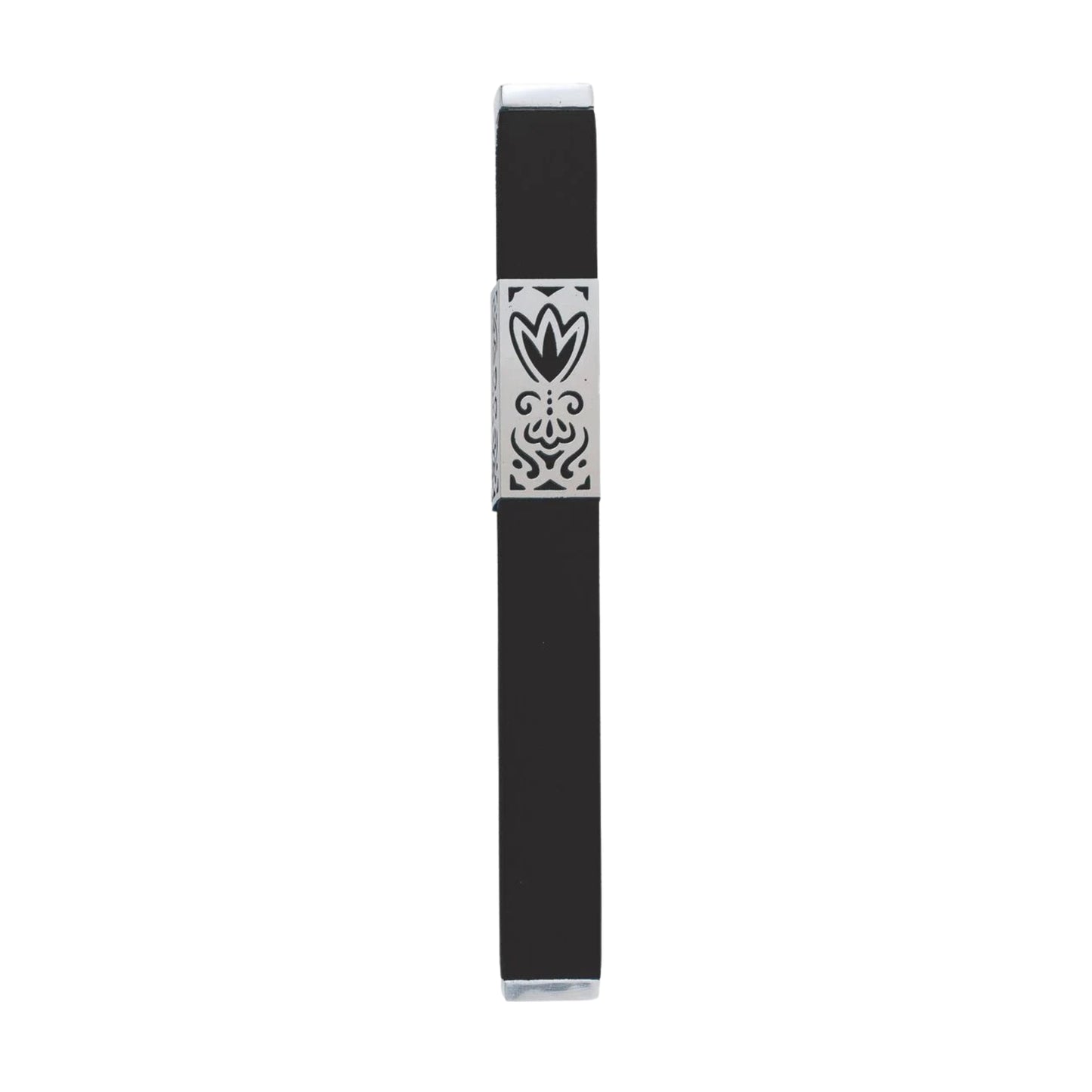 Black Emanuel Metal Mezuzah Case w/ Metal cutout-- 12cm
