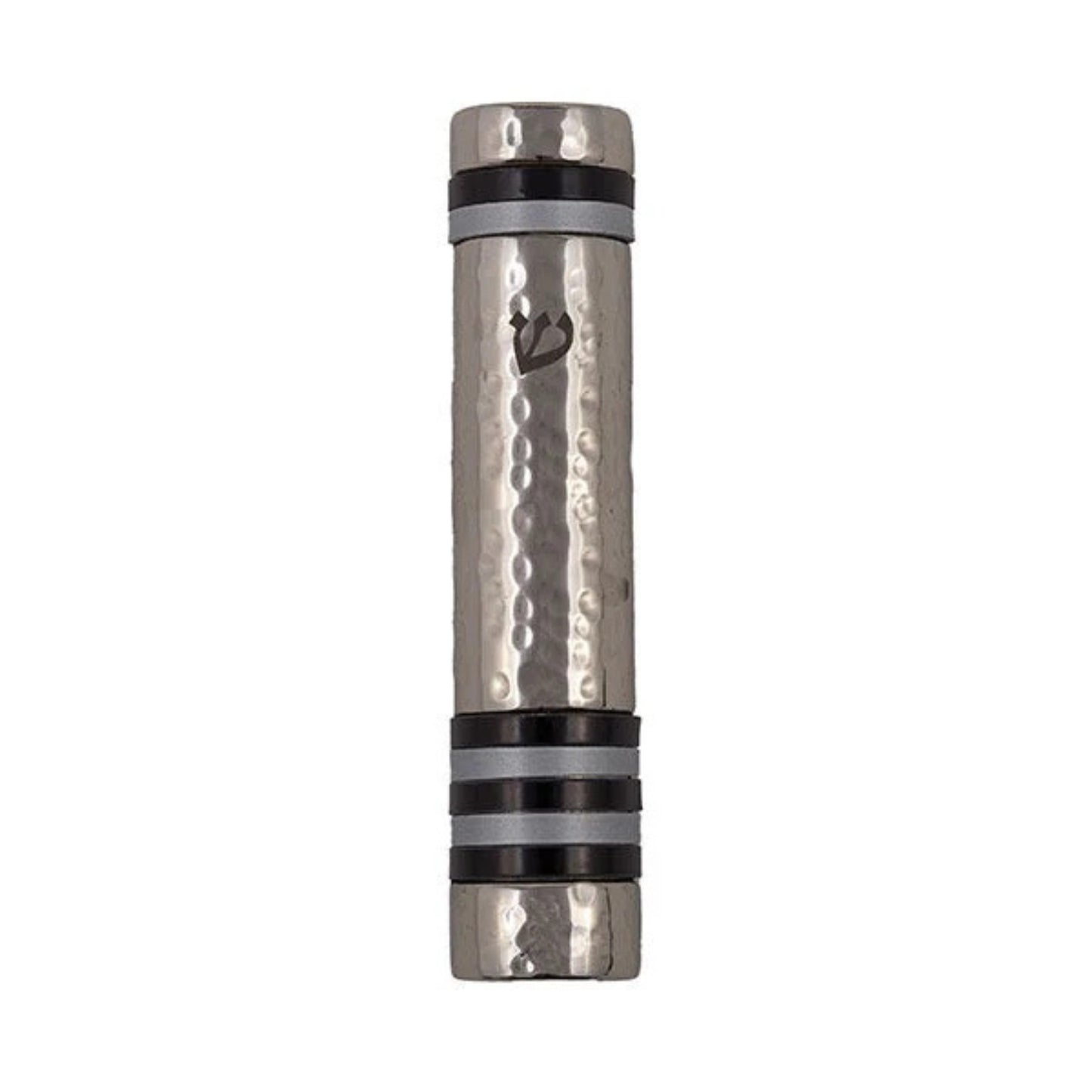 Black Emanuel Hammered Mezuzah Case w/ Rings 12cm