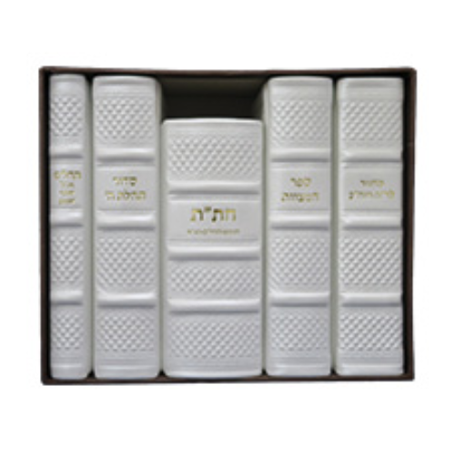 Kallah Set Leather White Medium Size / סט כלה מעור לבן, מידה בינונית