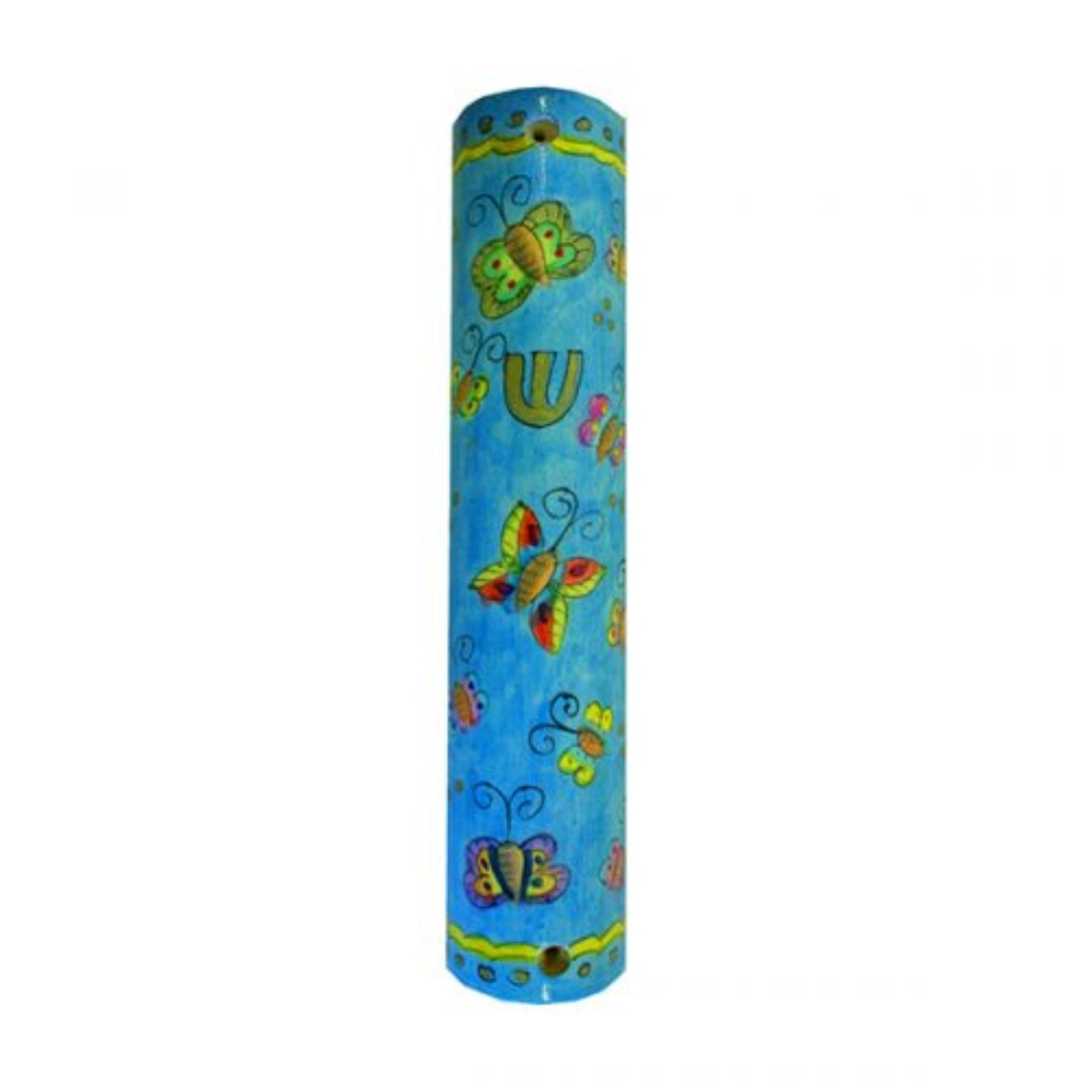 Butterfly Large Wooden Mezuzah (Round)