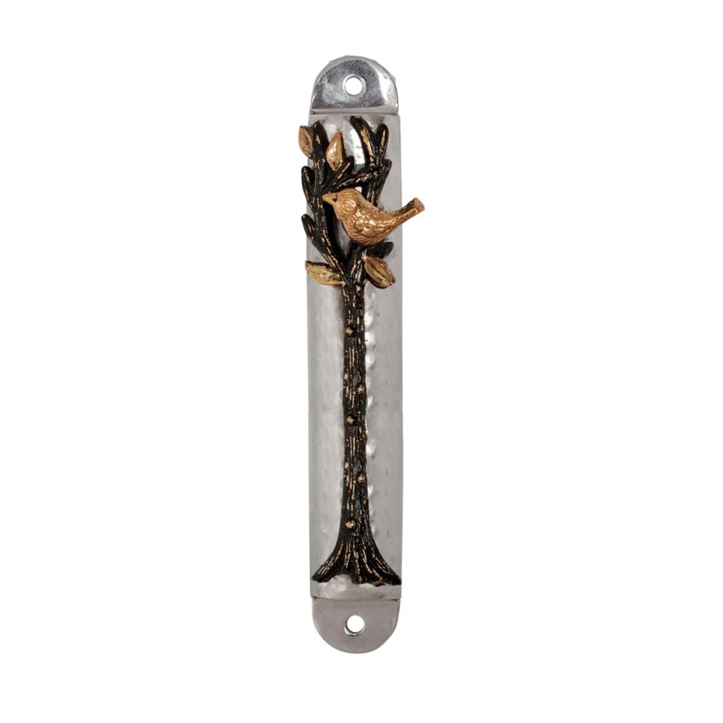 Emanuel Hammered Mezuzah Case 12cm- Tree of Life Branch