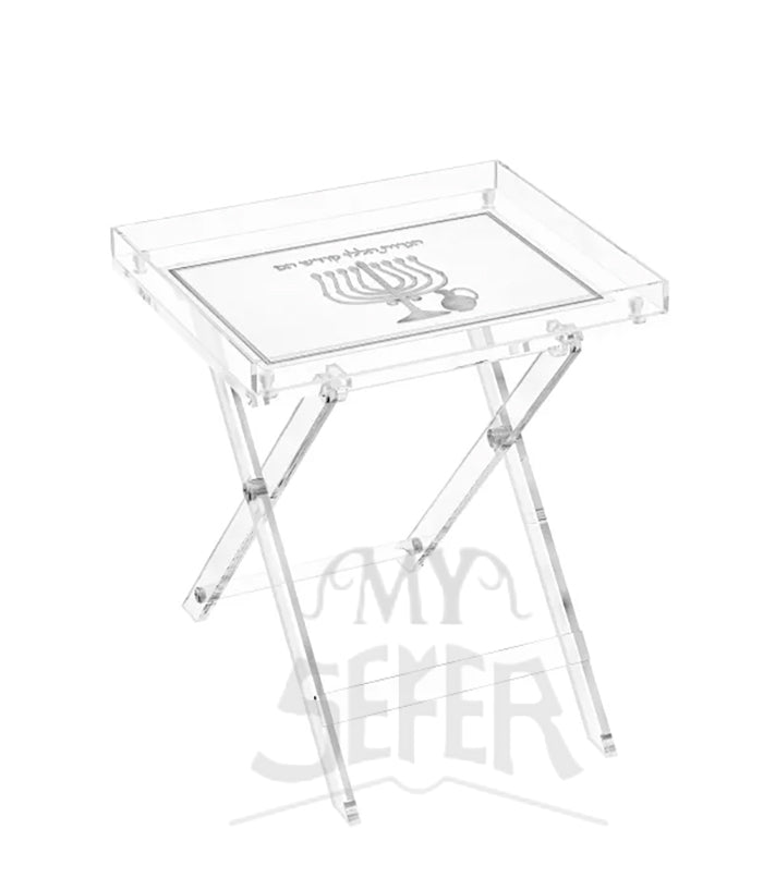 Leatherite Folding Table - Silver