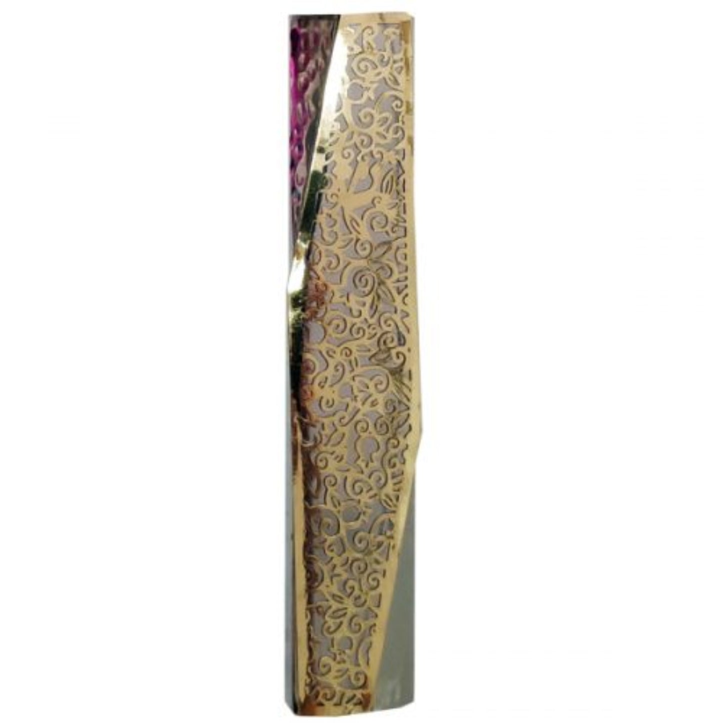 Hammered & Brass Emanuel Geometric Mezuzah Case