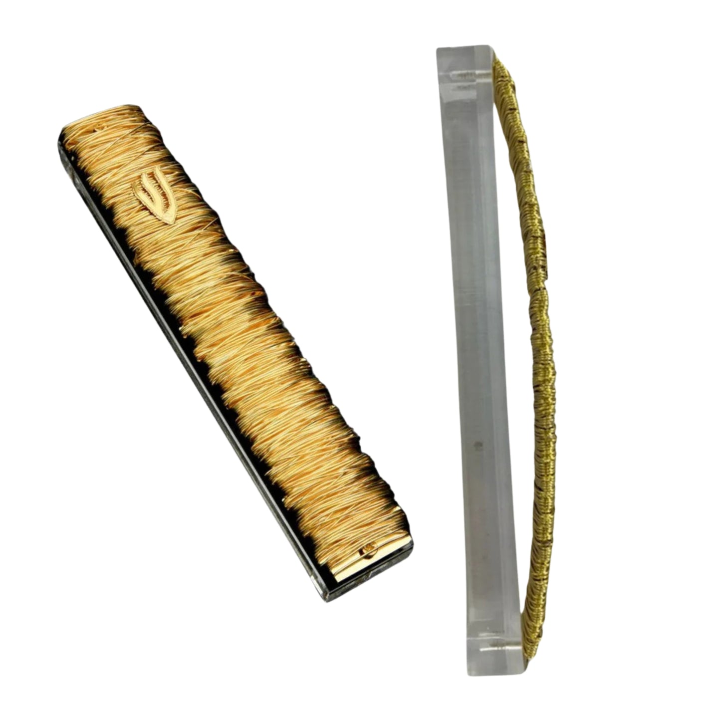 Gold Coiled Lucite Mezuzah Case 15cm