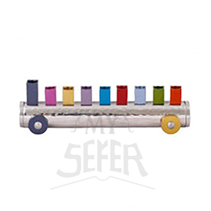 Emanuel Hammered & Anodized Small Train Menorah