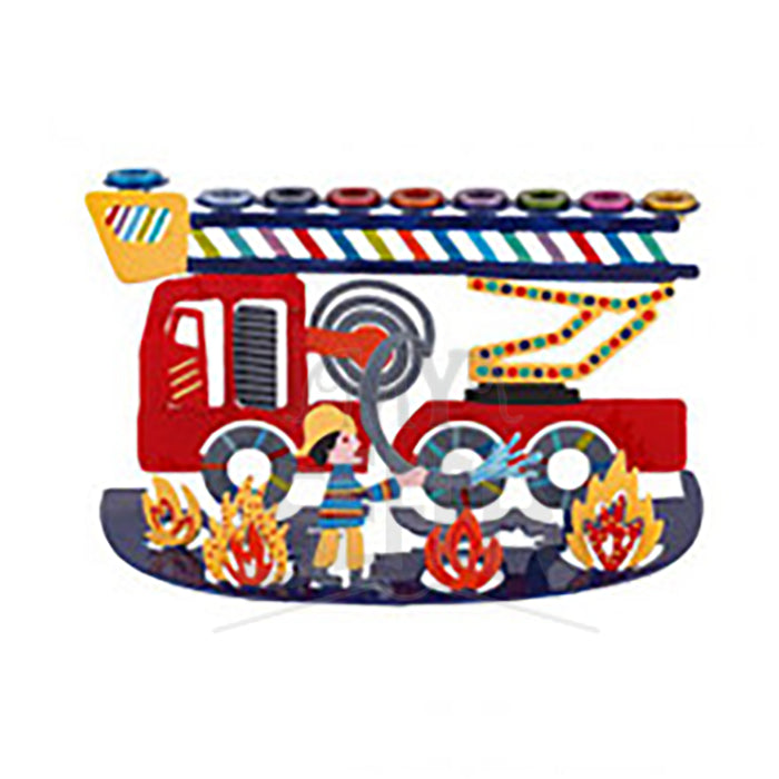 Emanuel Hand Painted Laser Cut Menorah-- Fire Truck