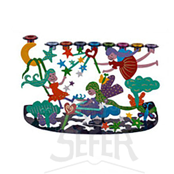 Emanuel Hand Painted Laser Cut Menorah-- Fairies