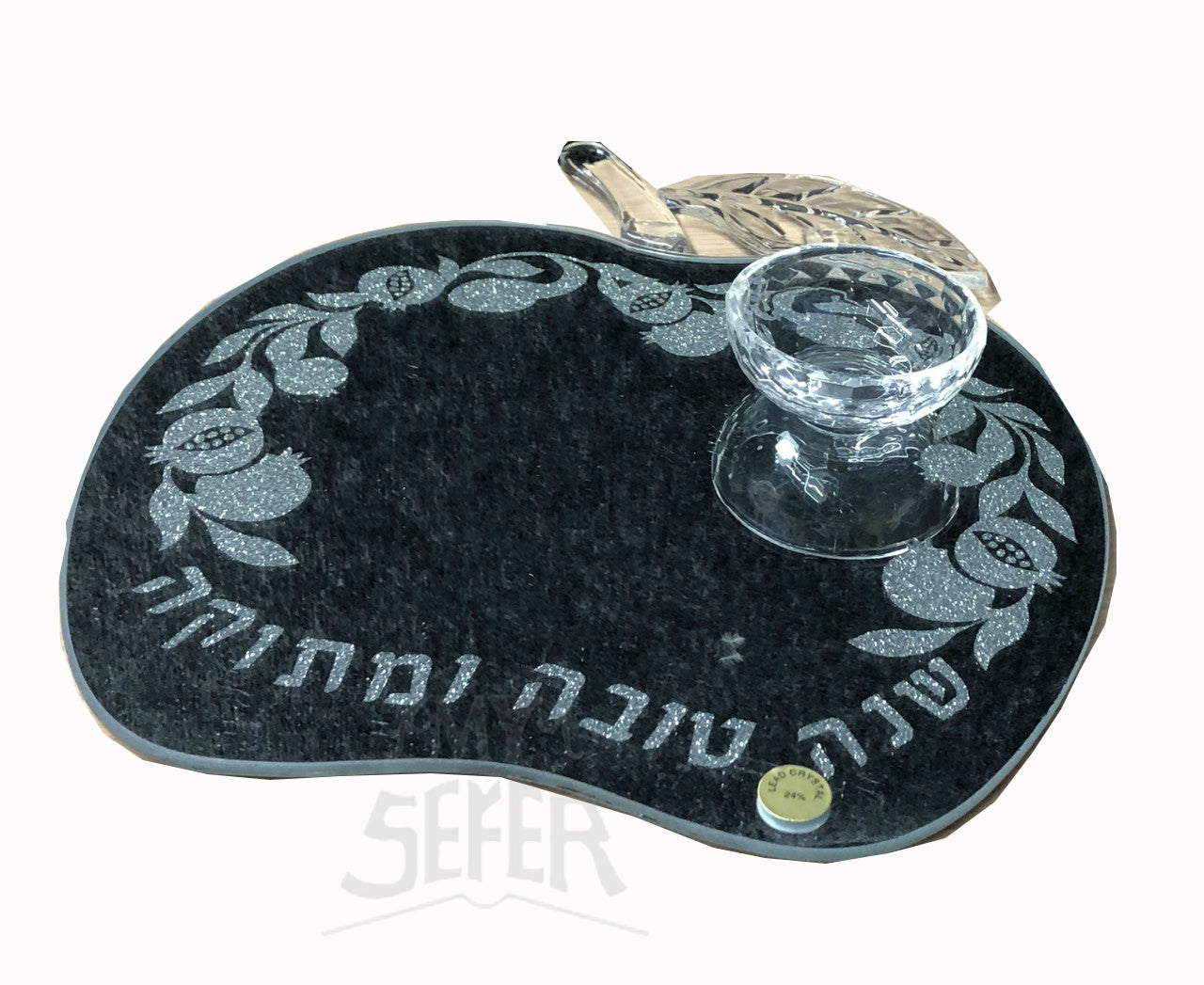 Honey Dish on Mirror Tray-- Apple Shape