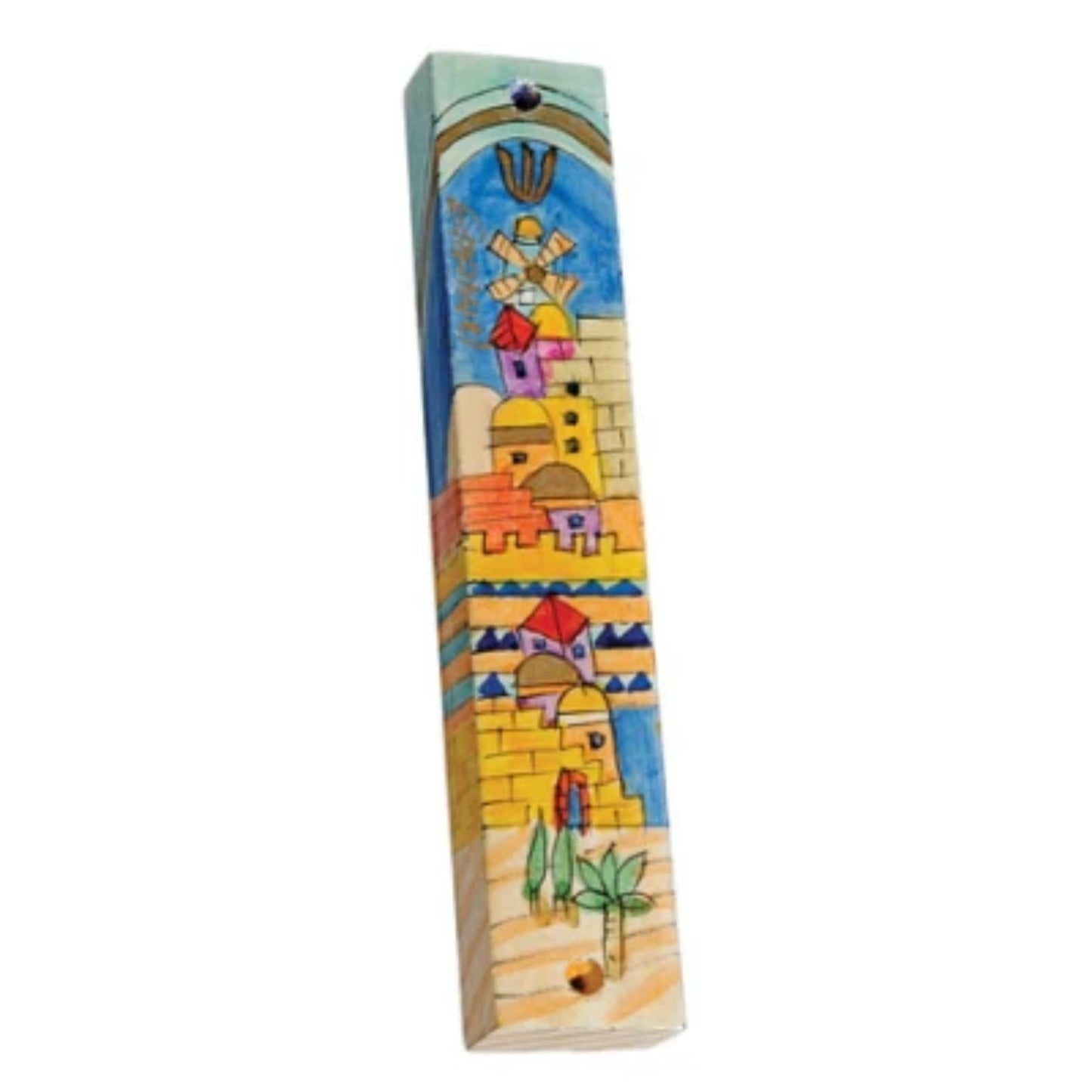 Jerusalem Gate Small Wooden Mezuzah