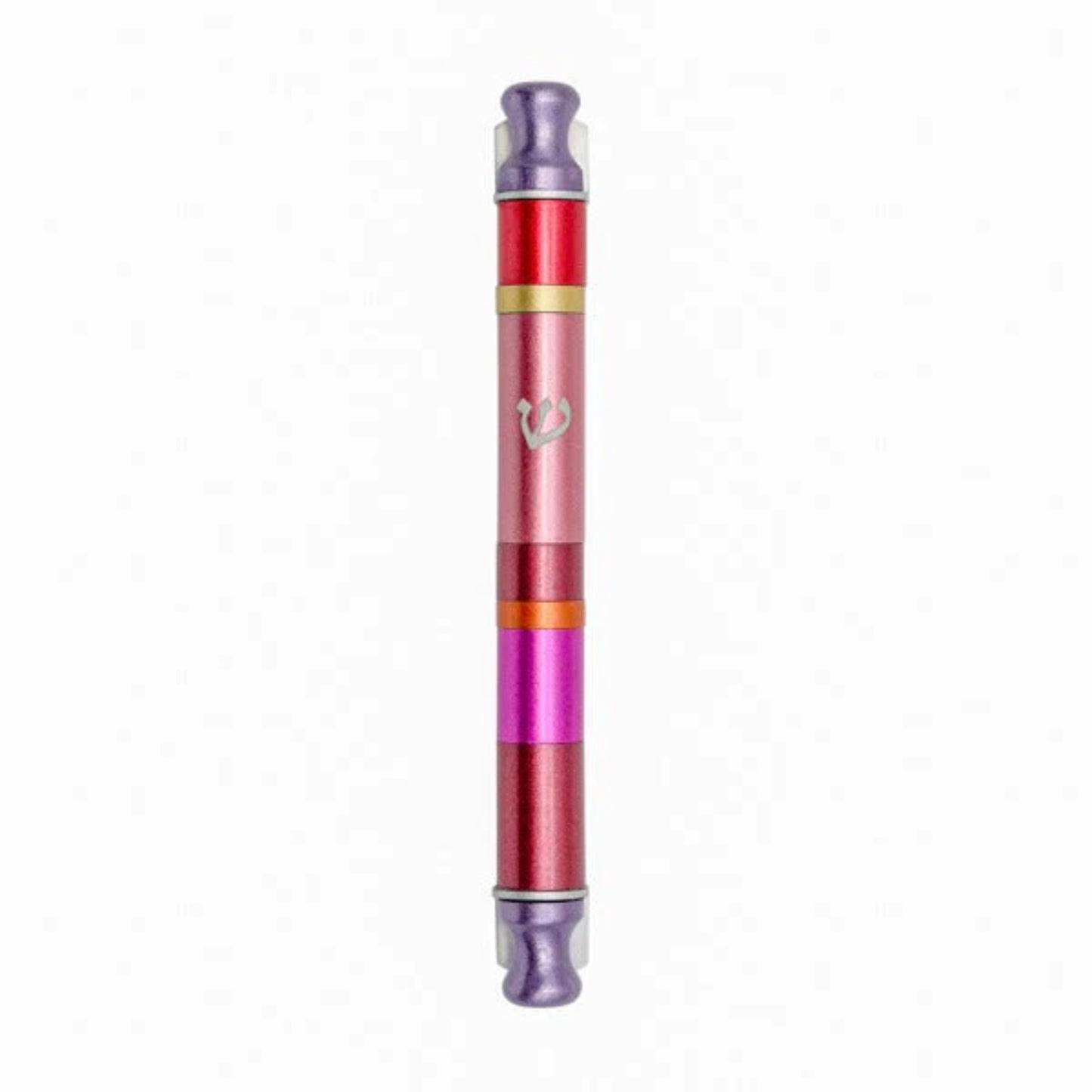 Maroon Anodized Cylinder Mezuzah Case Wide Stripes