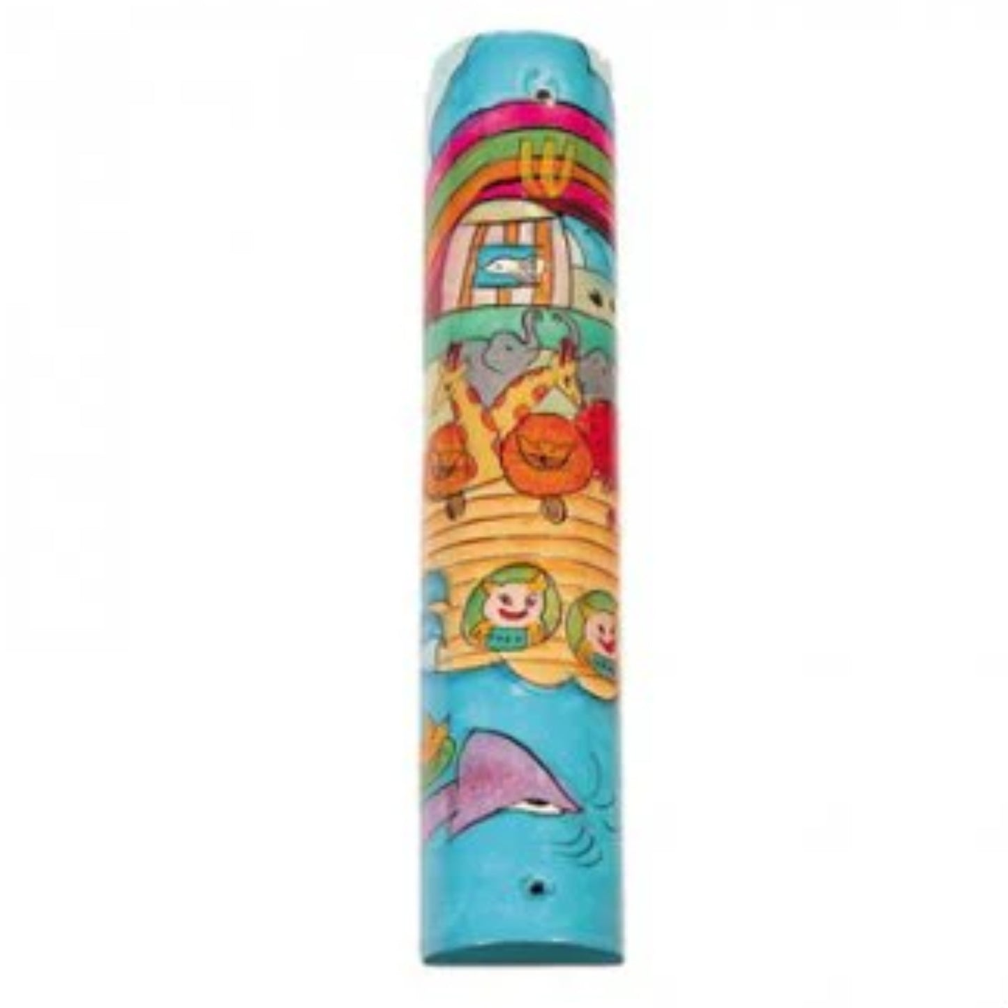 Noahs Ark Small Wooden Mezuzah (Round)
