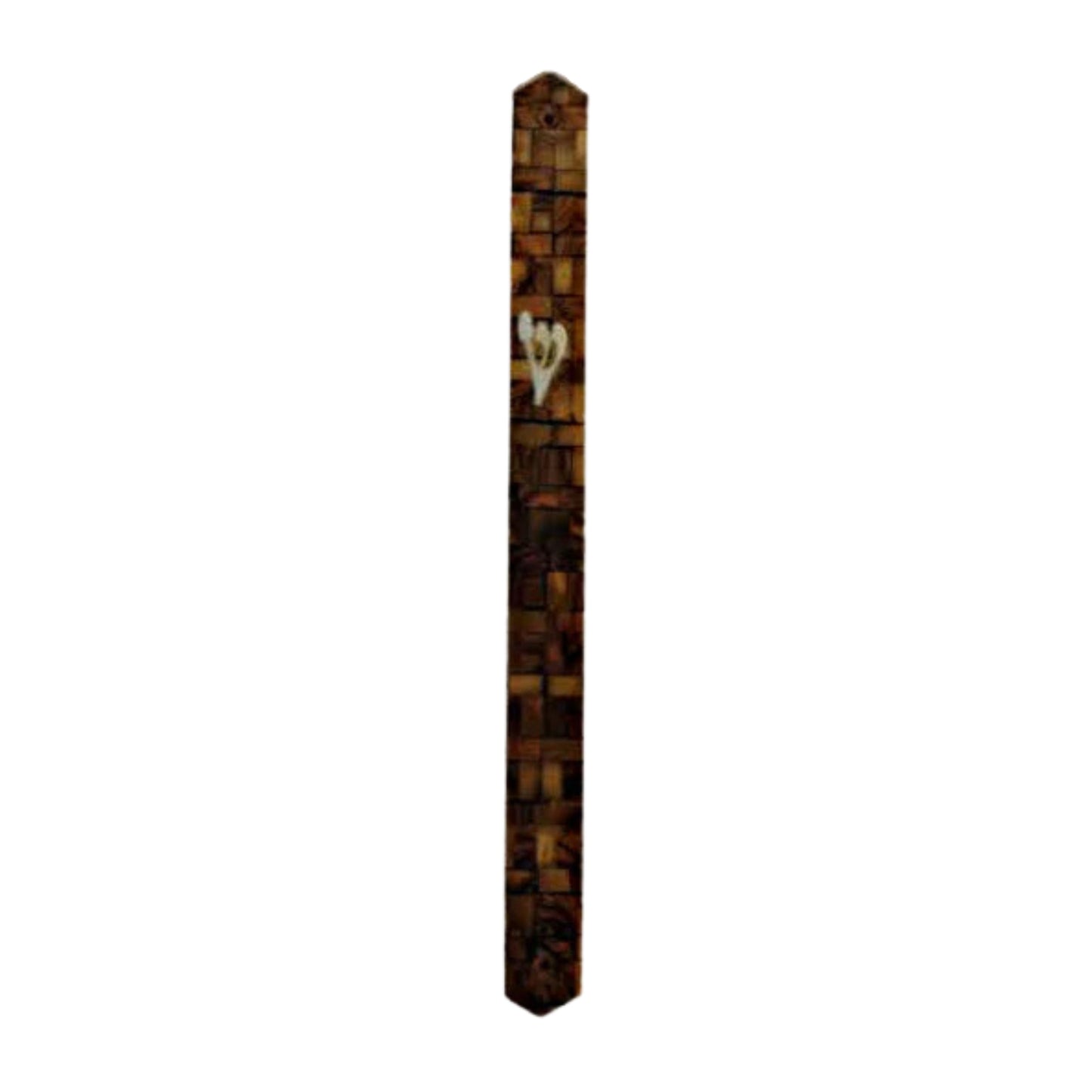 Olive Wood Mezuzah Case- Kotel Print 24cm