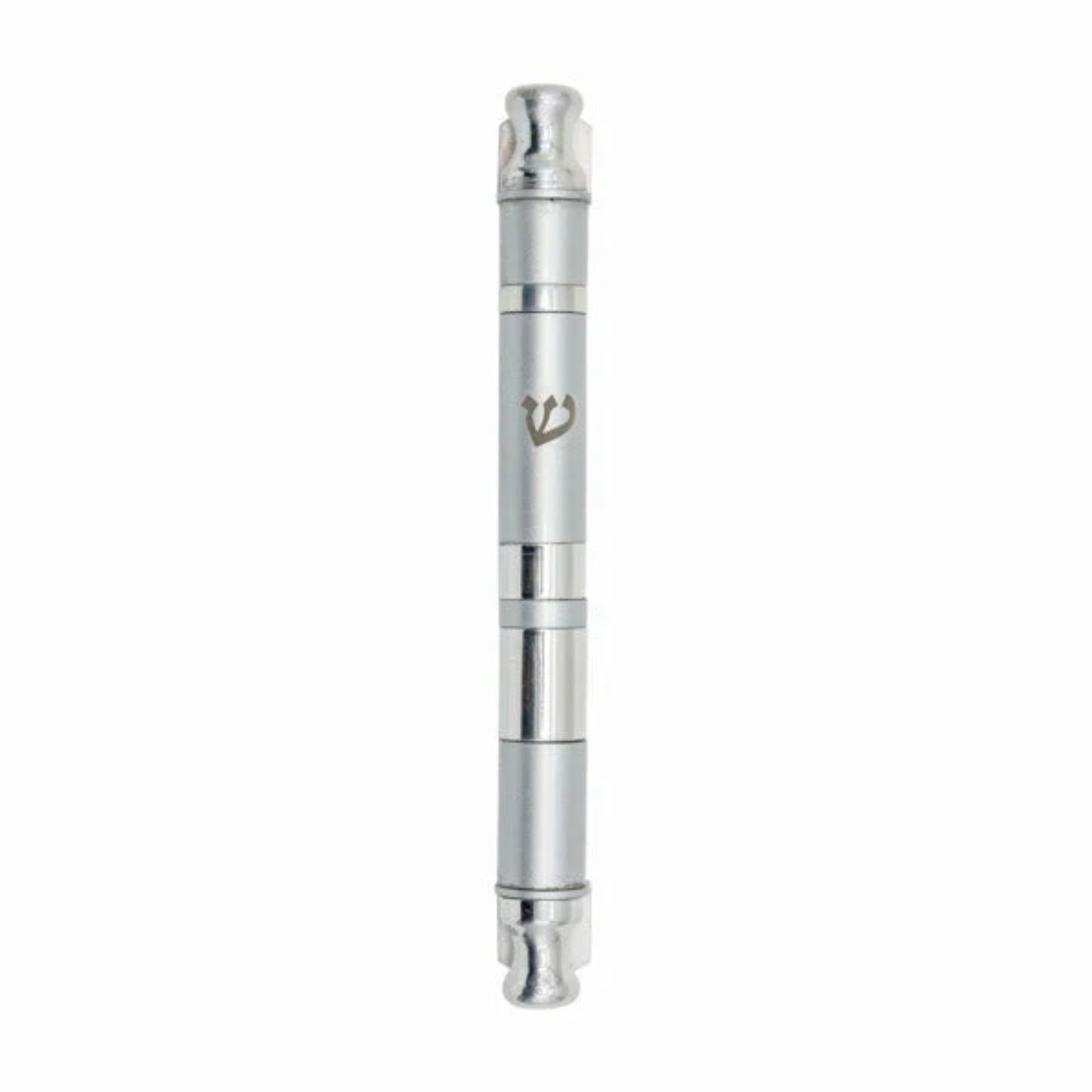 Silver Anodized Cylinder Mezuzah Case Wide Stripes