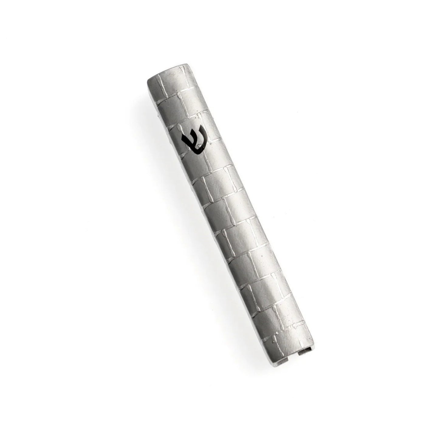 Silver Metal Mezuzah Case 12cm-Jerusalem Stone Design
