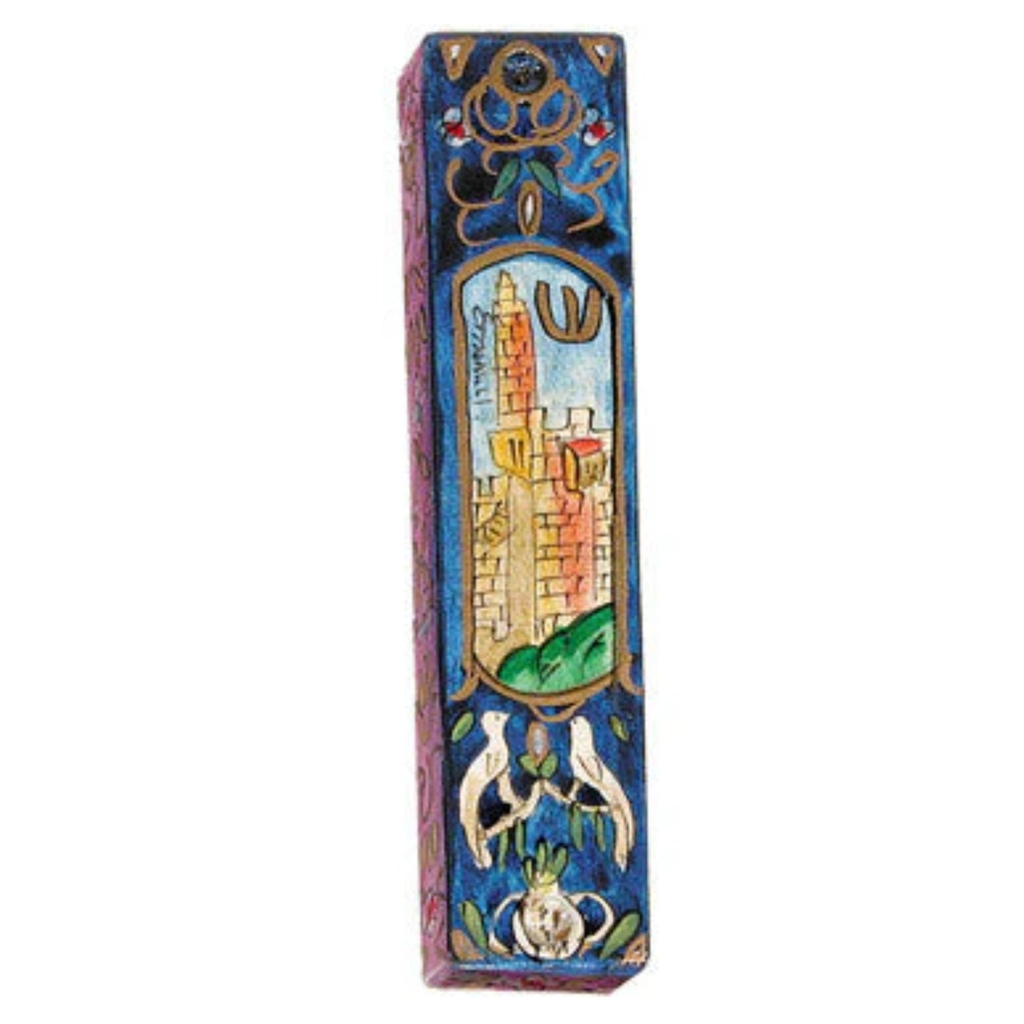 Tower of David Large Wooden Mezuzah