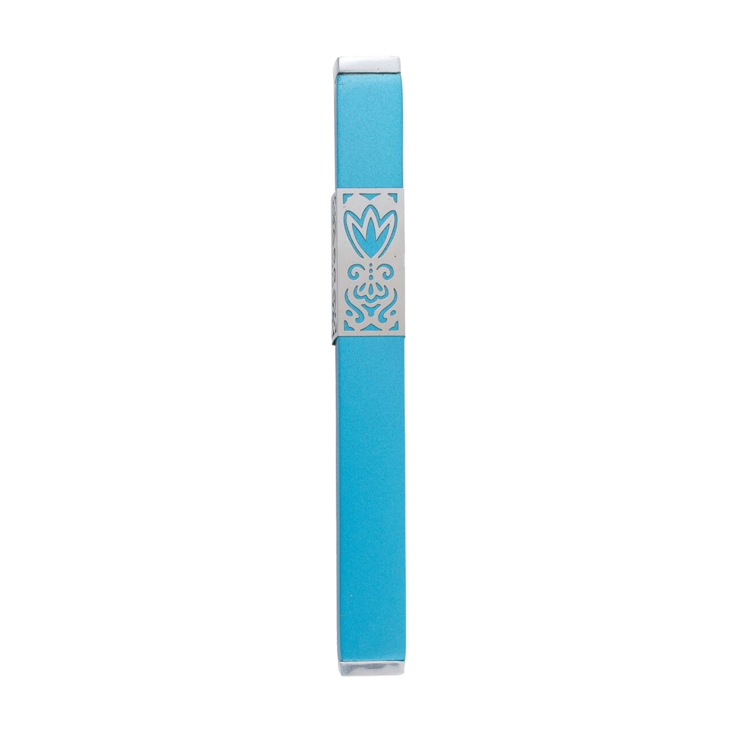 Turquoise Emanuel Metal Mezuzah Case w/ Metal cutout-- 12cm