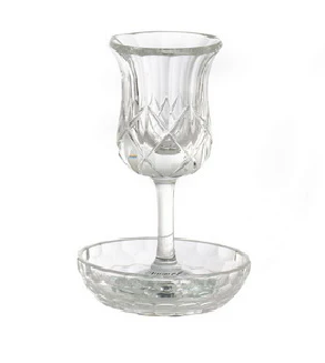 Crystal Kiddush Cup on Stem w/ Plate
