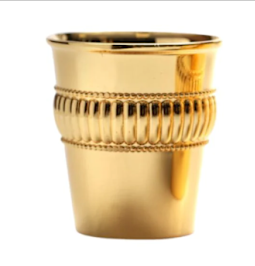 SMALL REVIT S/P KIDUSH CUP-LINED BAND DESIGN-GOLD