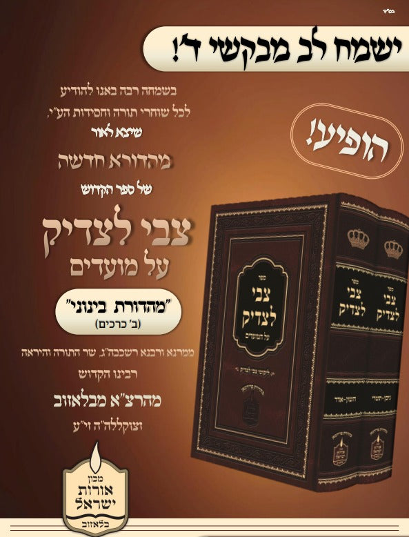 Tzvi Latzadik Al Moadim ( Bluzhive) 2 Volume Set 5*7 / צבי לצדיק על מועדים