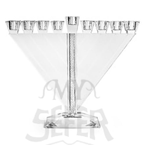 Crystal Triangle Menorah w/ Stones-Silver 11"H 12.5"L