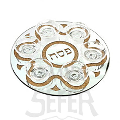 Crystal Seder Plate-15" Stones Design-Gold