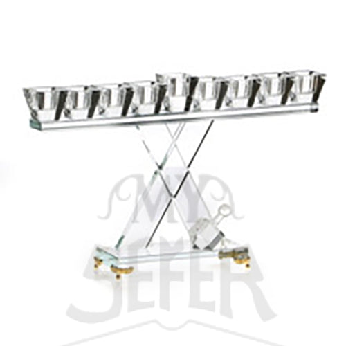 Crystal Menorah w/ Gold Feet-14"x8"h