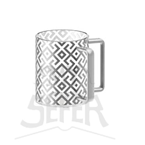 Clear Acrylic Washing Cup- Silver Design Silver Handles 5"