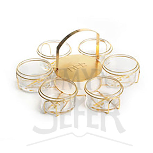 Glass Bowl Seder Plate-Gold Stand