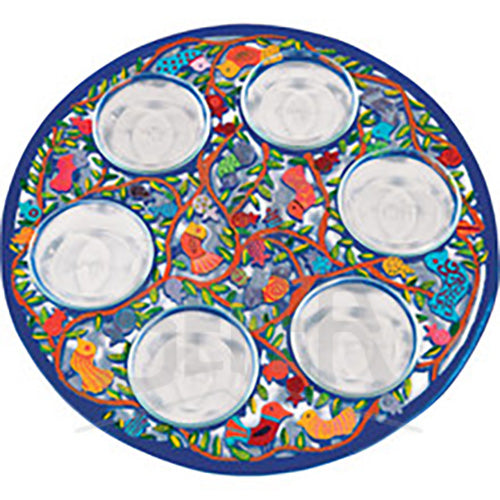 Passover Seder Plate - Laser Cut Hand Painting - Birds