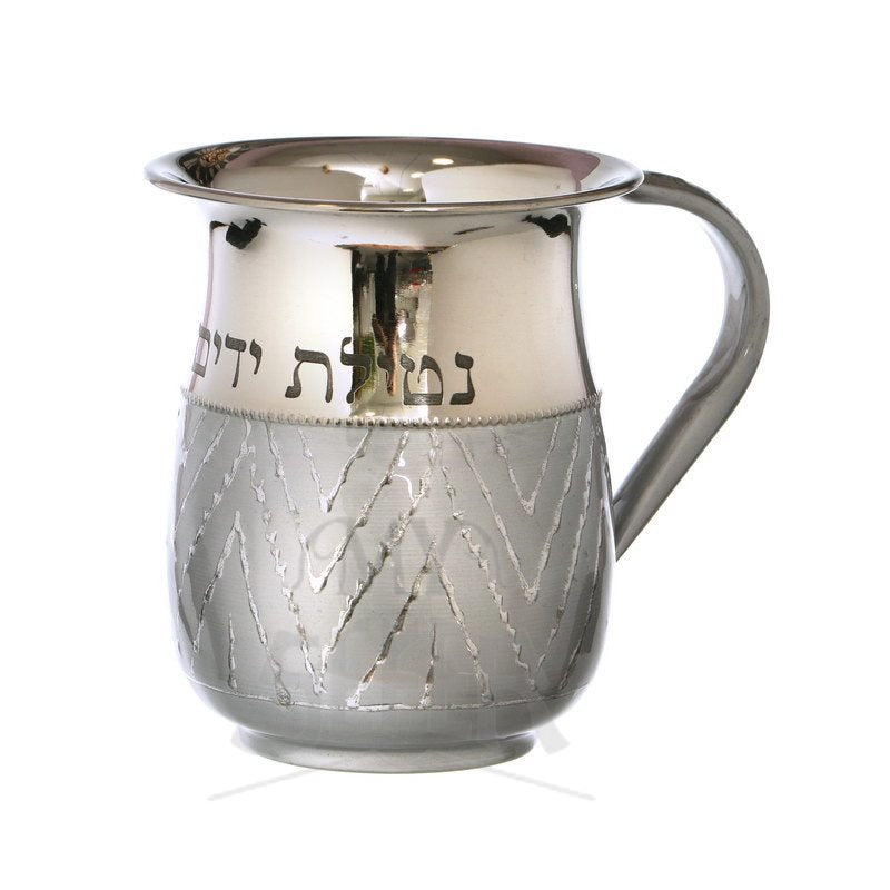 Stainless Steel Enameled Wash Cup-Silver Design