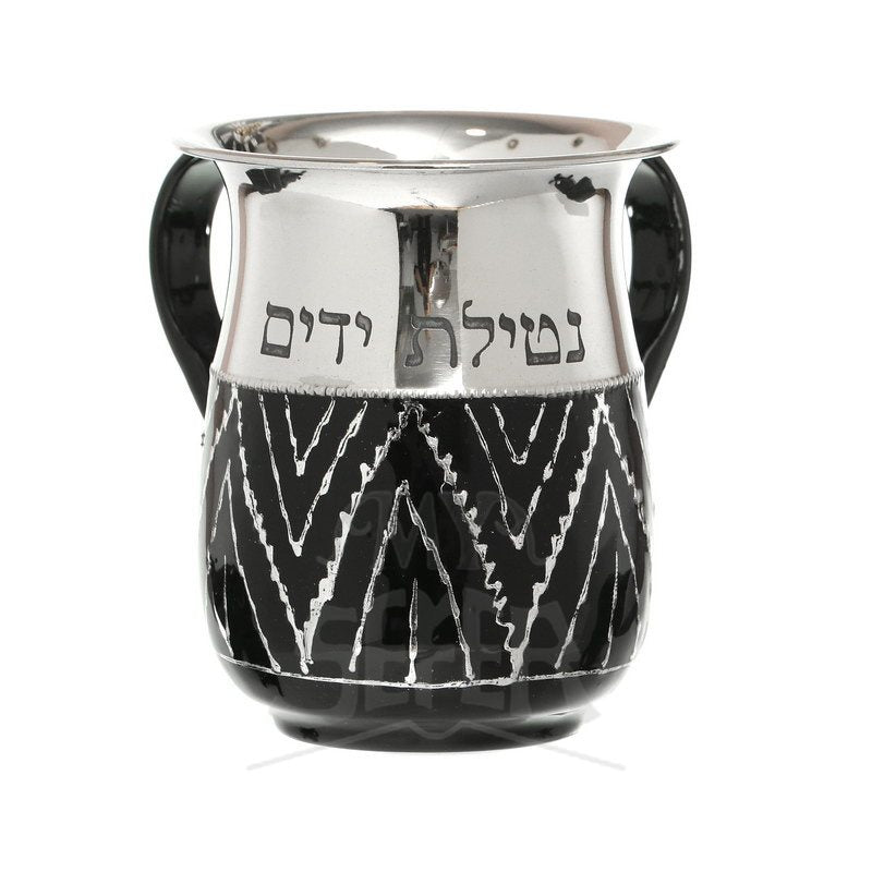 Stainless Steel Enameled Wash Cup-Black Design