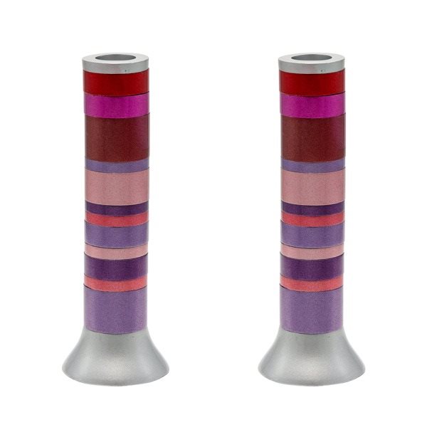 Large Anodized Candlesticks-Full Rings Red