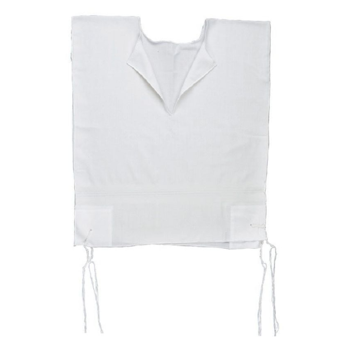 Tzitzis Poly Cotton #3 Thin Meyuchad (Machine Made) V Neck 1 Hole