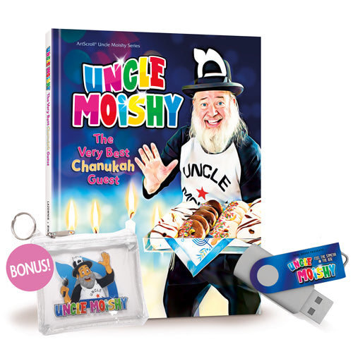 Uncle Moishy Chanukah Book + USB + FREE Tzedakah Pouch! (USB/Car Stick + Story Book) (Hardcover)