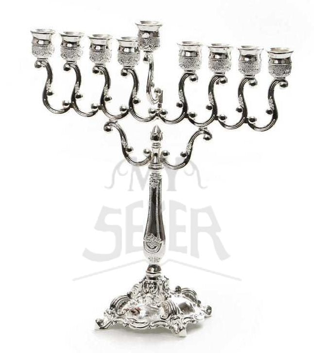 Beautiful Silver Plated Chanukiya - 19 inch
