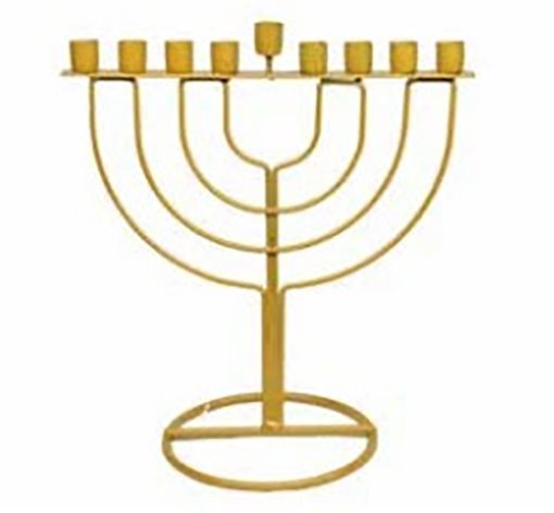 Metal Candle Chanukah Menorah 8" -Gold
