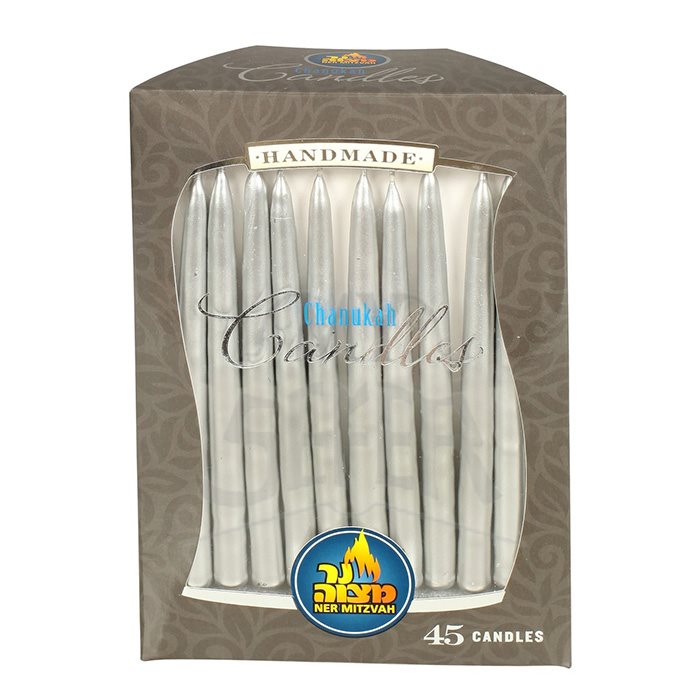 Metallic Silver Chanukah Candles