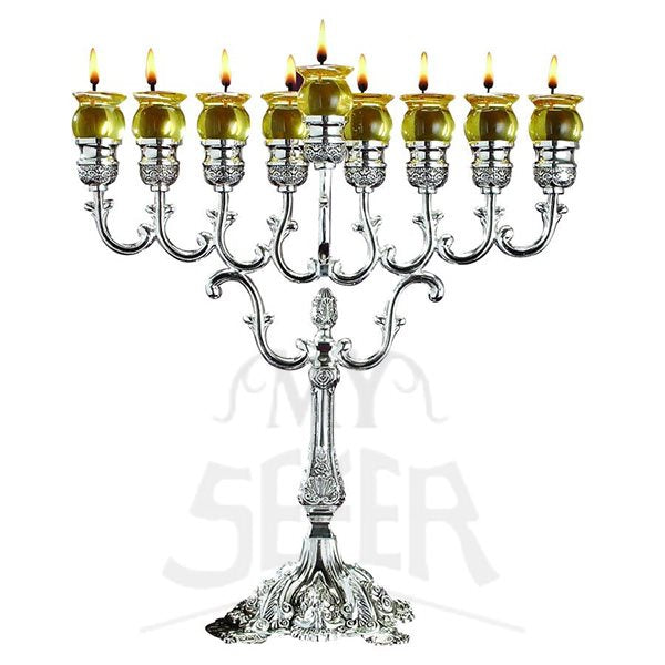 Silverplate Oil Menorah-14"