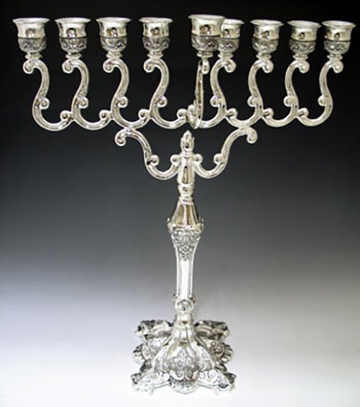 Silver Plate Oil Menorah 15"