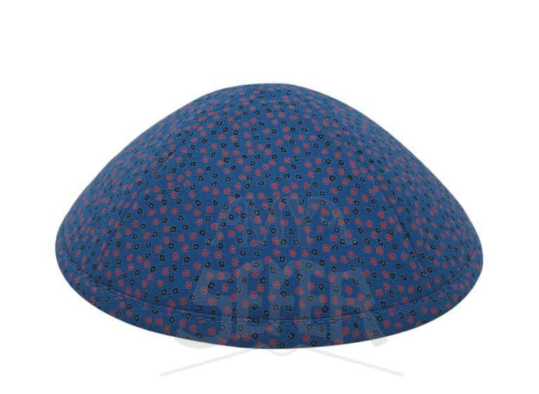 001 Blue Kippa with red and black flower