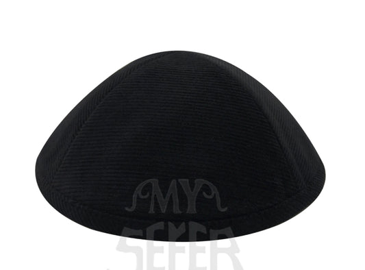 044 Black corduroy Kippa