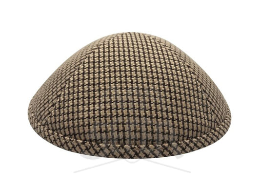 063 Woven Beige Brown Waves Kippa