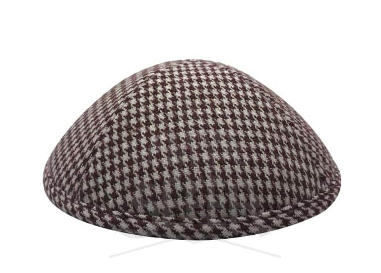 095 Woven Burgundy and Grey Hounds tooth Kippa