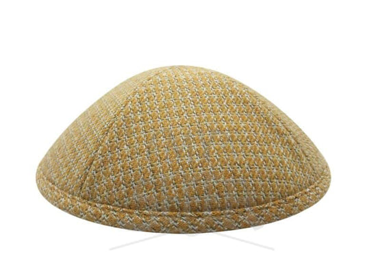 096 Woven Yellow and Grey Hounds tooth Kippa