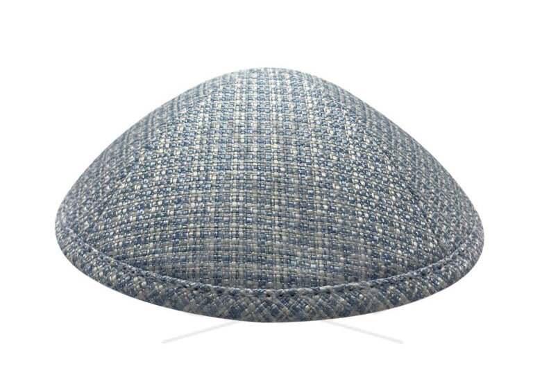 119 Baby Blue White Woven Kippa