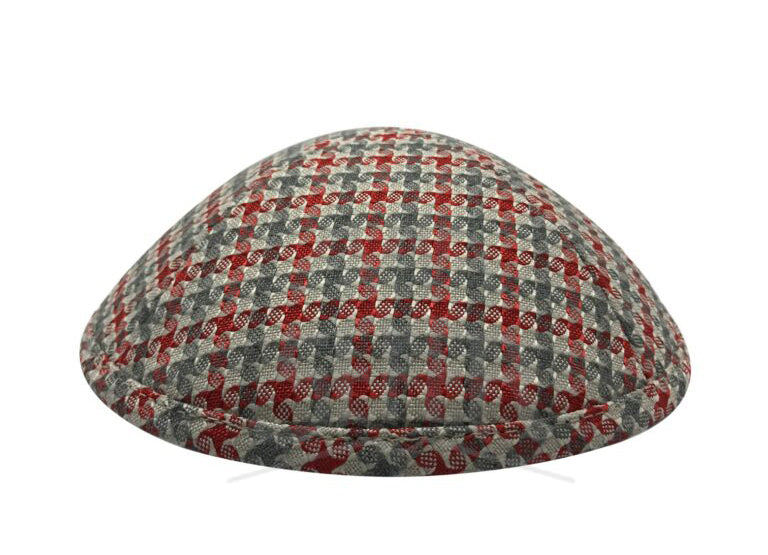 123 Red Grey Chic Hounds tooth Kippa