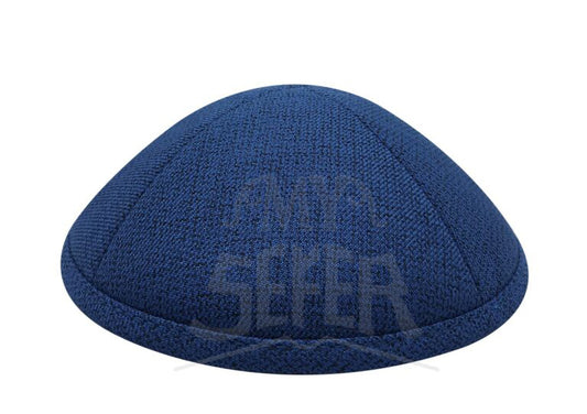 136 Royal Blue and Black Linen Kippa